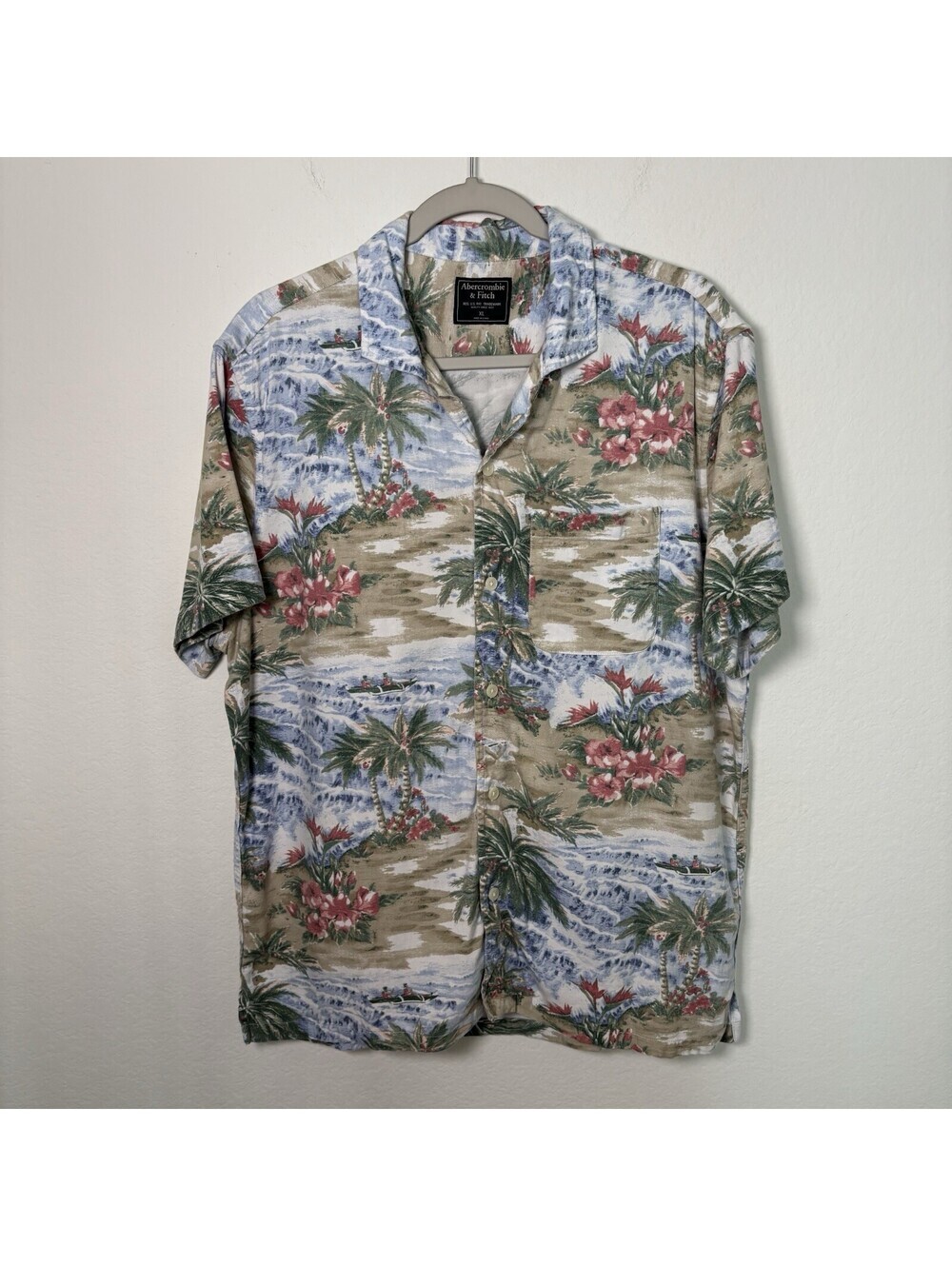 Abercrombie & Fitch Men’s Hawaiian Short Sleeve Button Up Cabana Shirt Size XL